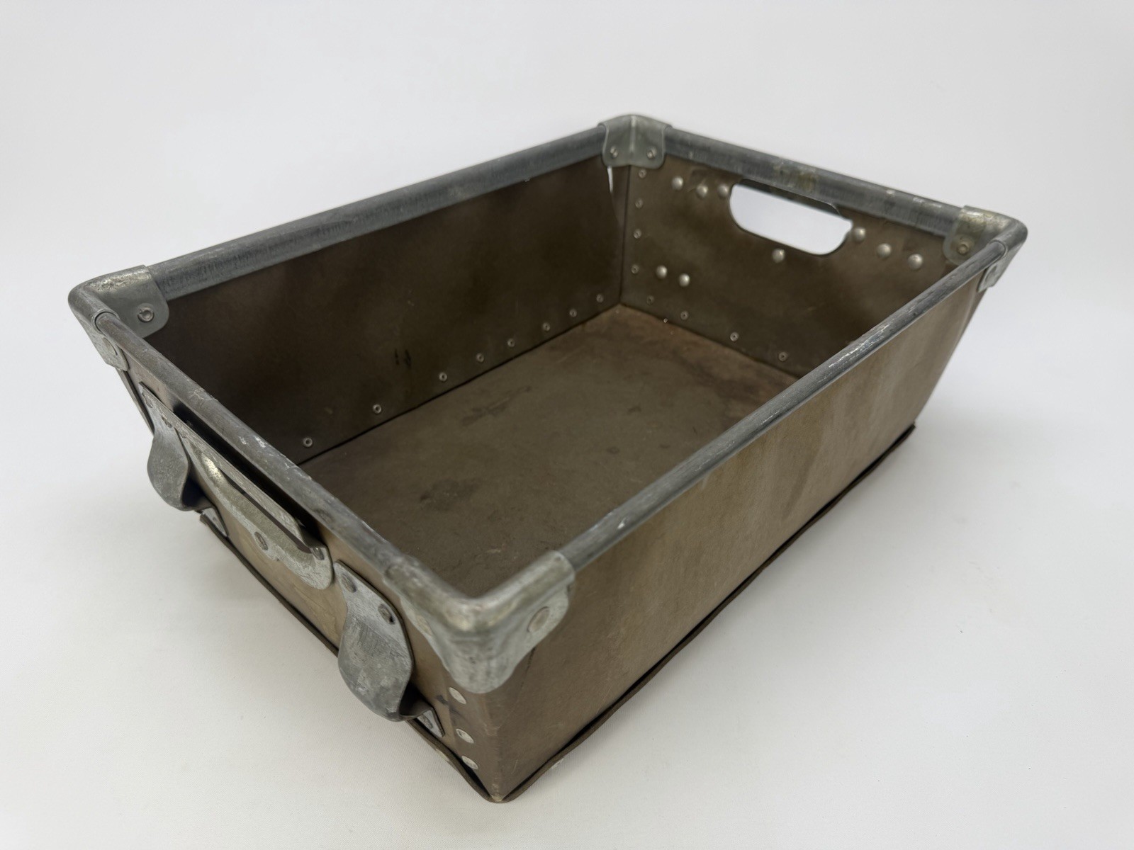 Vintage Industrial Fiberboard Parts/Storage Bin w/Metal Reinforced Corners