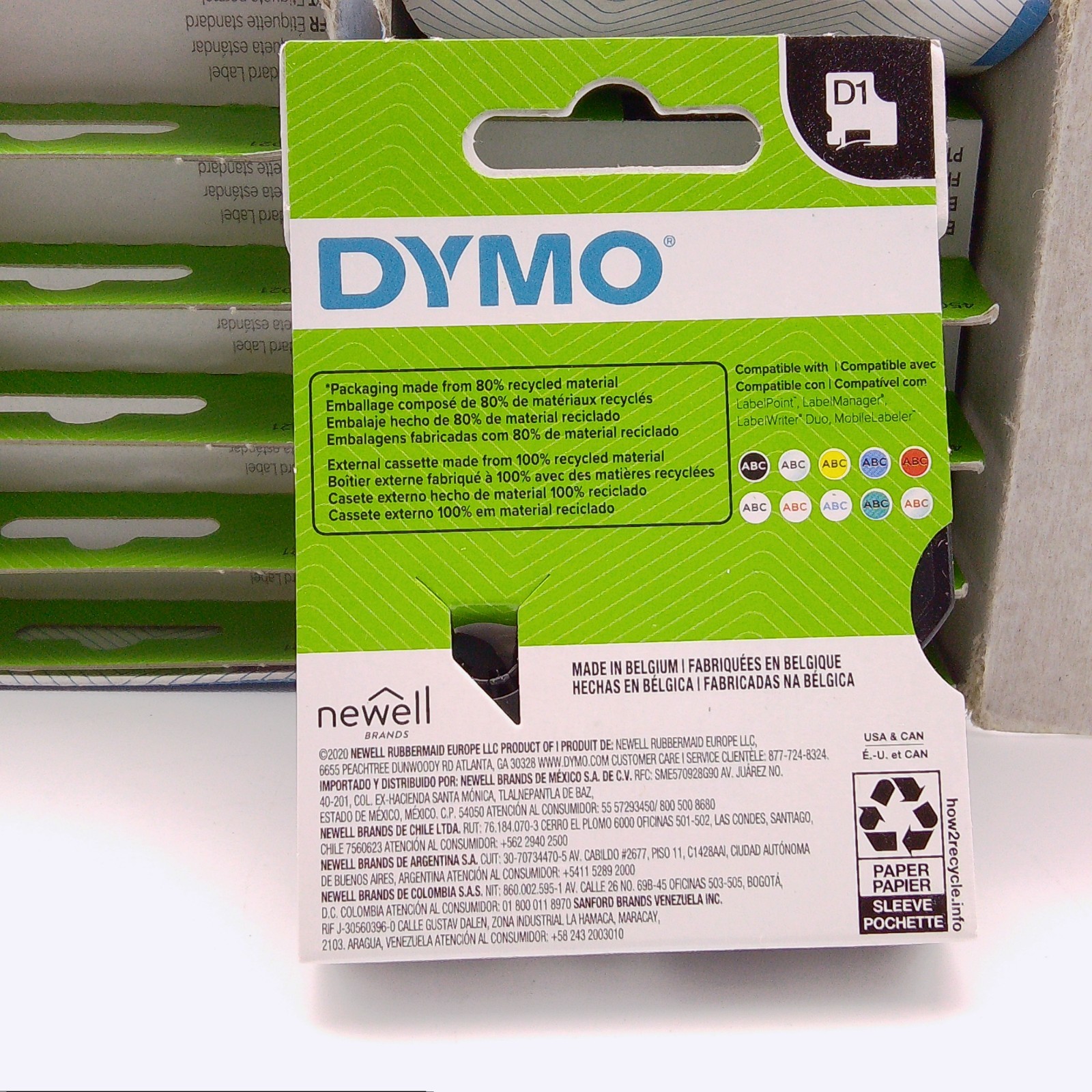 15 PK Genuine DYMO D1 45021 Label Tape White on Black 1/2″ x 23′ 12mm x 7 m