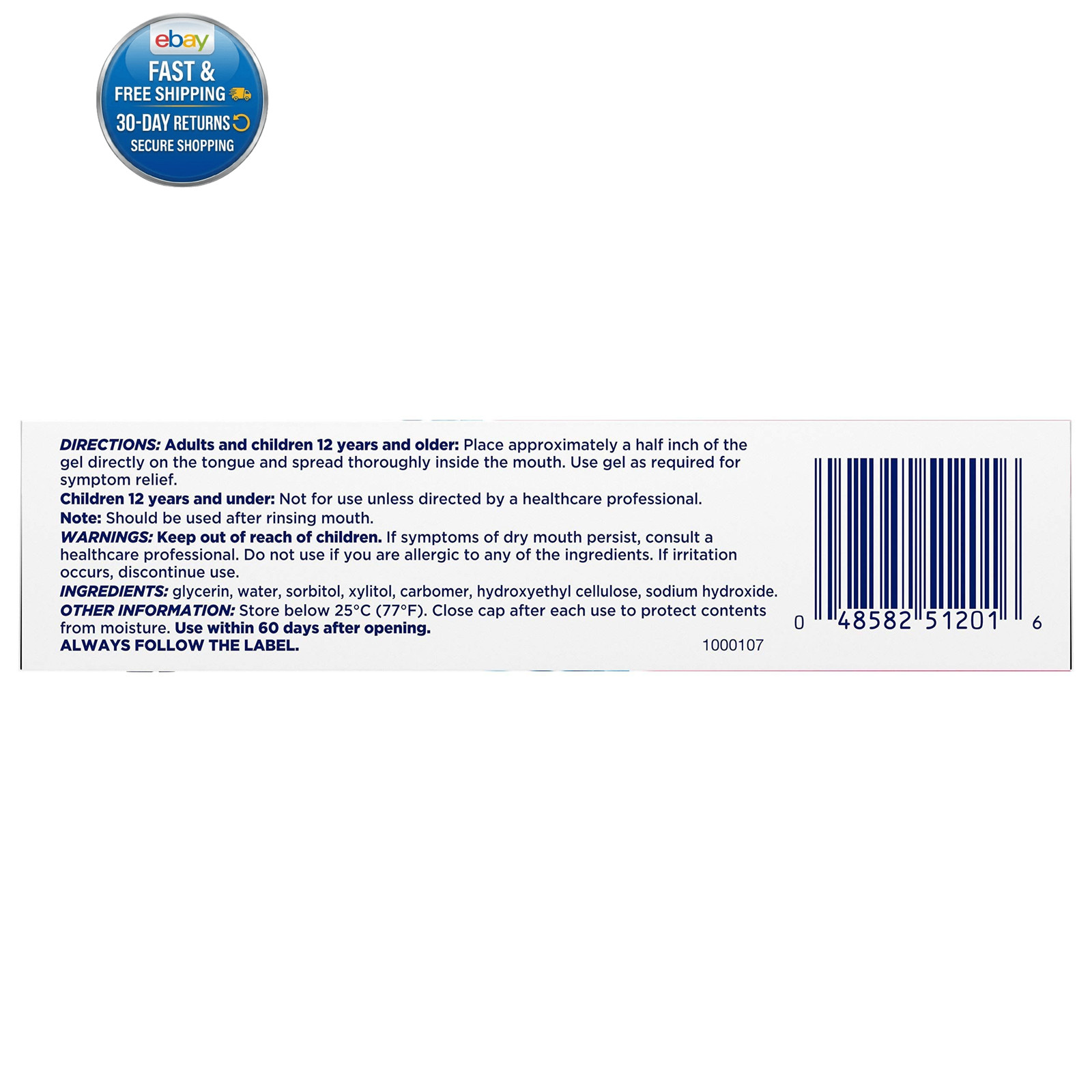 Moisturizing Gel, 1.5 oz | Alcohol-Free Dry Mouth Gel, Flavor-Free, Provides Up