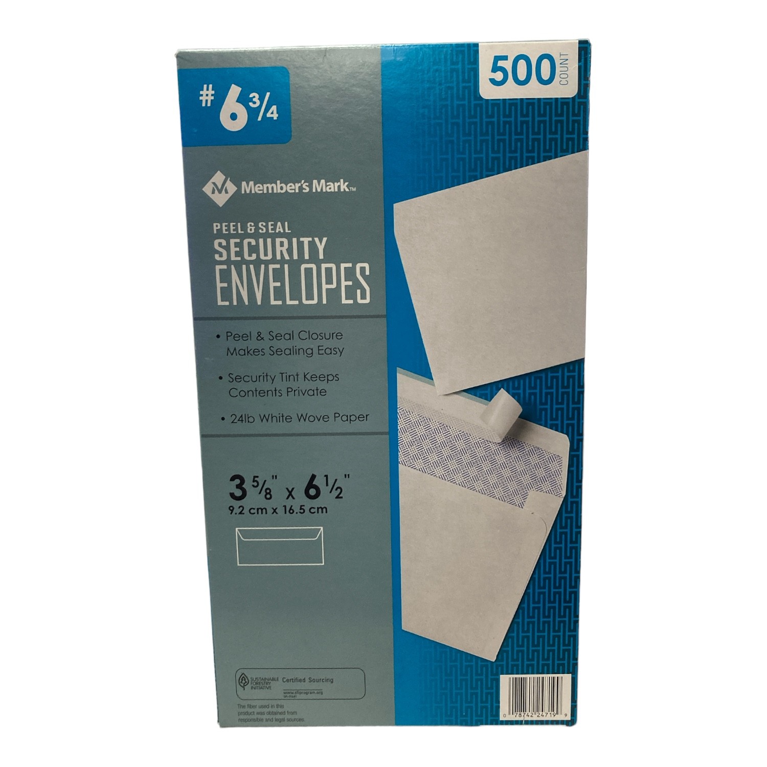Member Mark #6 3/4 Peel & Seal Security Envelopes, 500 Count