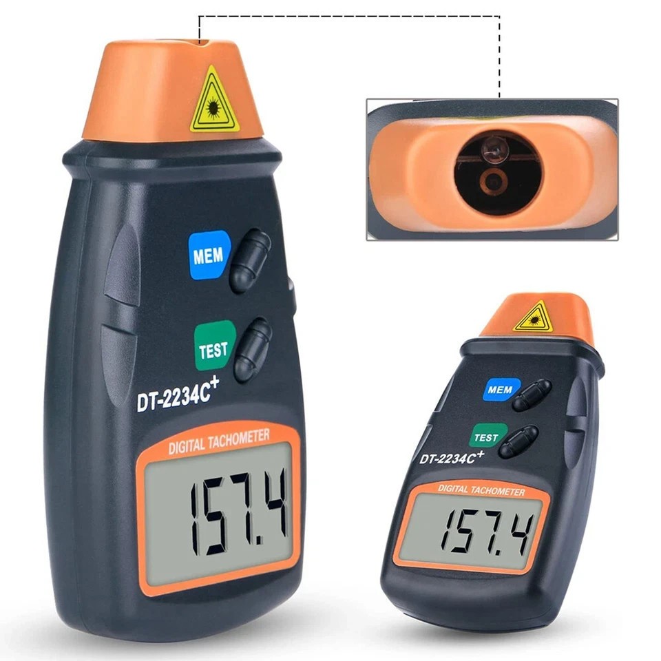Digital LCD Tachometer Laser Photo Non Contact RPM Tach Meter Motor Speed Gauge
