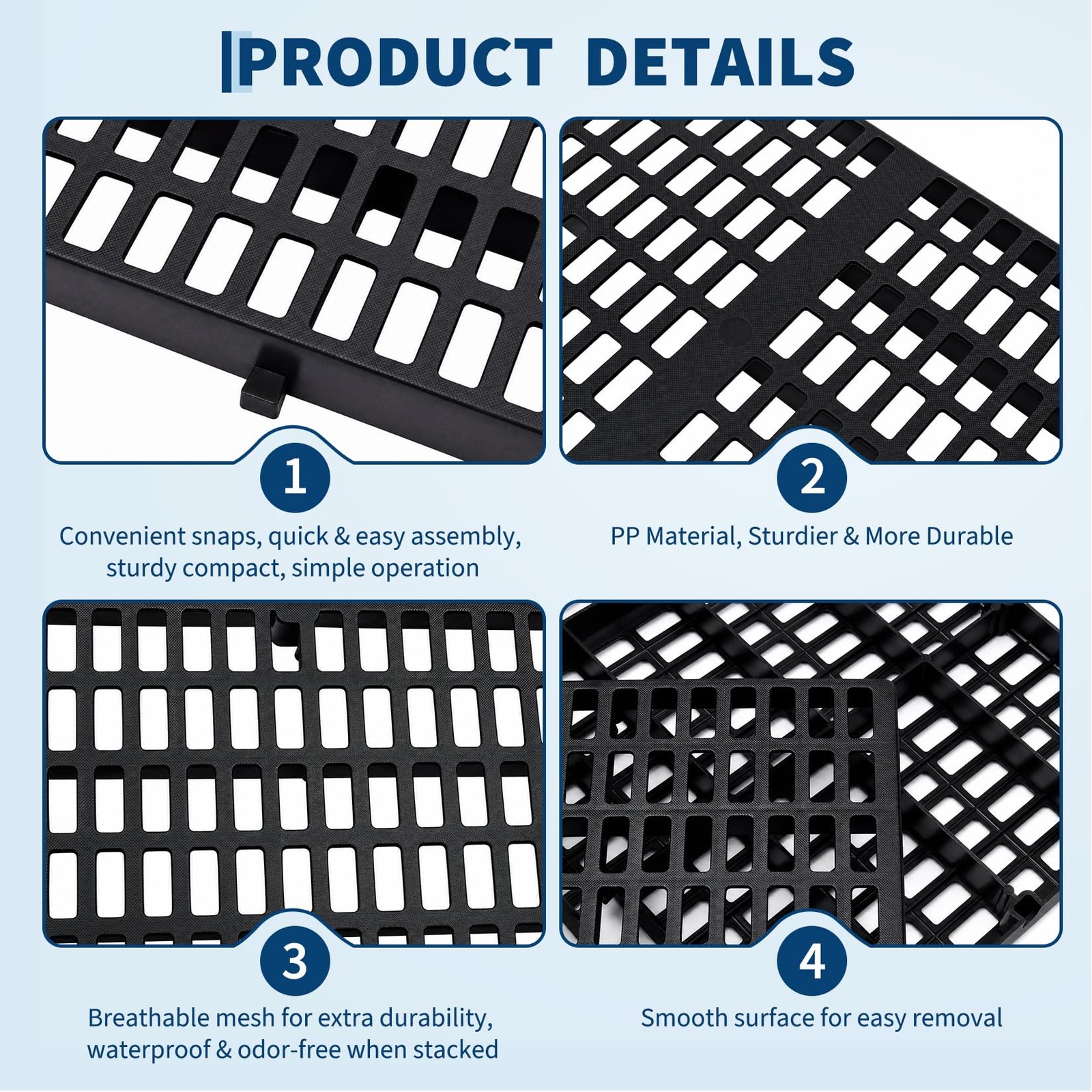 6/12/18-Pack Waterproof Plastic Pallets, 23.6″x11.8″, for Garage Basement Use