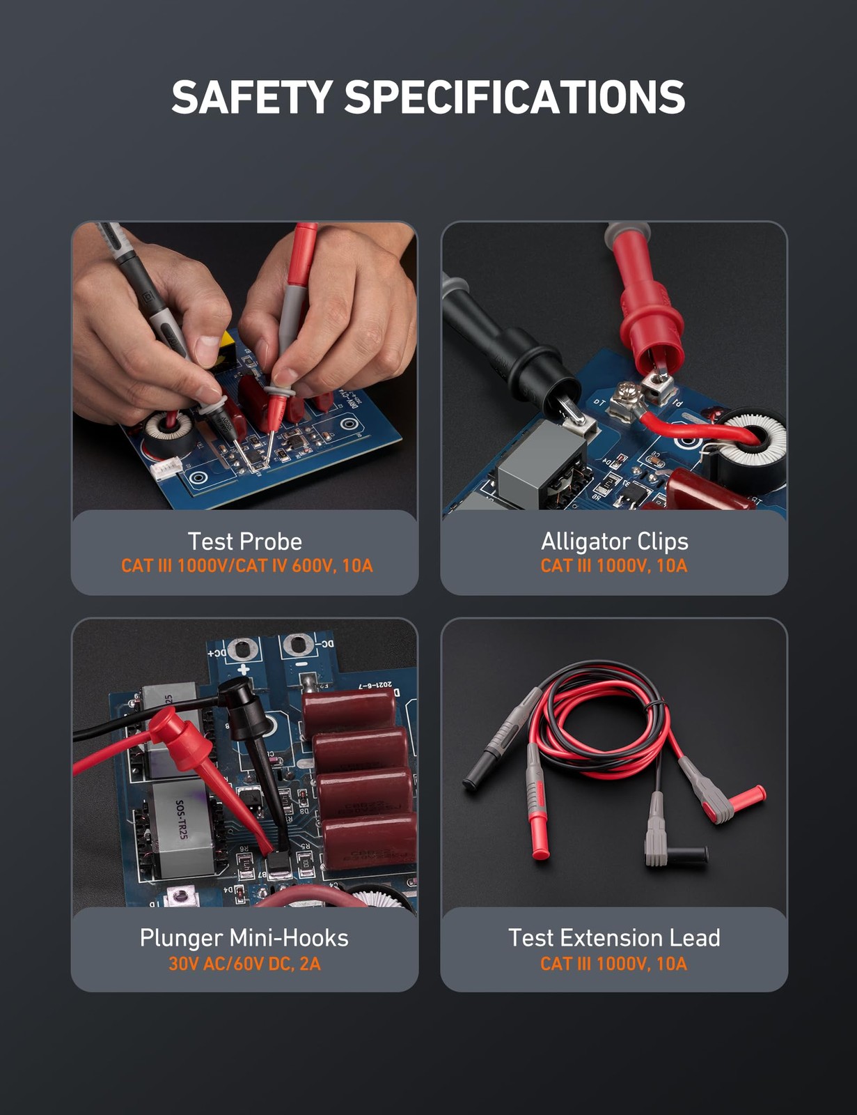 AstroAI 8Pcs Multimeter Test Leads Set with Alligator leads Set, Black