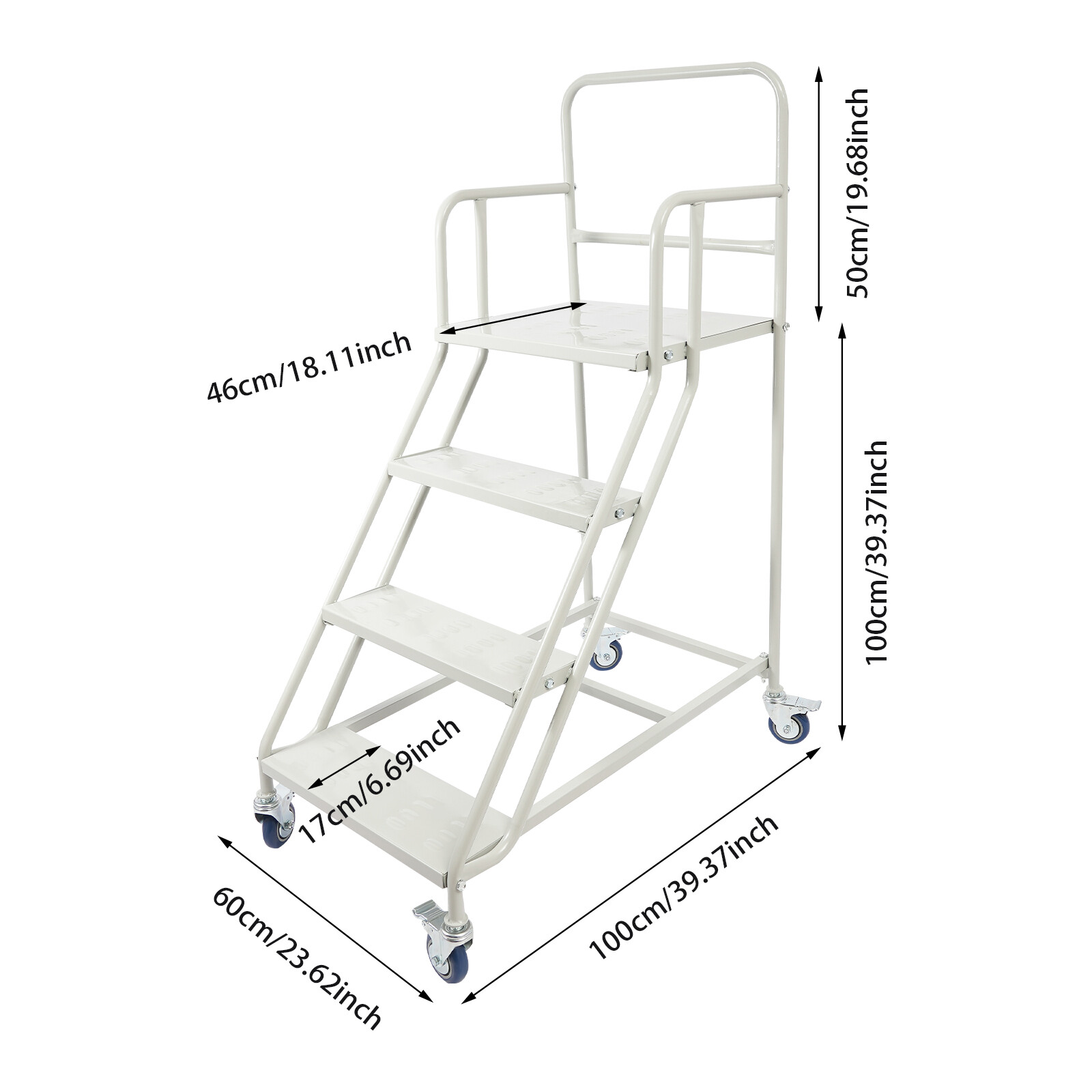 400kg 4 Step Rolling Stair Industrial & Warehouse Stair Ladder Floor Standing