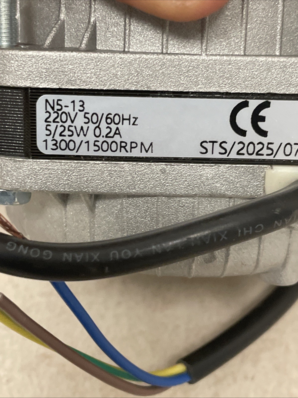 YZF6-13 Condenser Fan AC Motor 1550 RPM 120V 60HZ 33W 0.55A, 1759-686 Evaporator