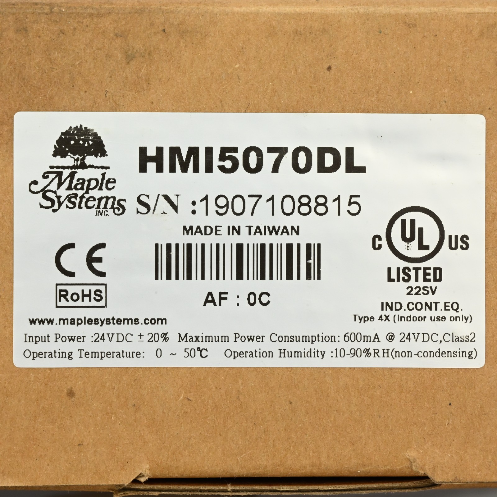 Maple Systems HMI5070DL Operator Interface 24VDC 600mA