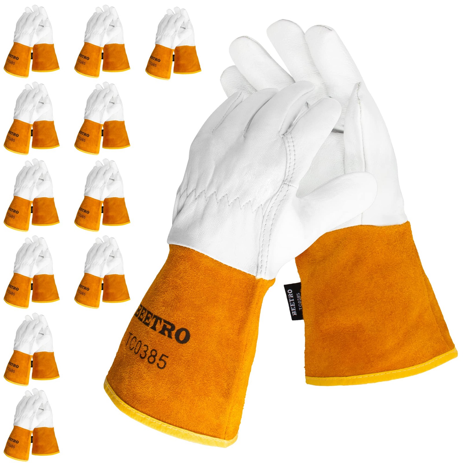 Beetro Working Gloves 12 Pairs Tig Welding Cowhide Split Leather Heat/Fire