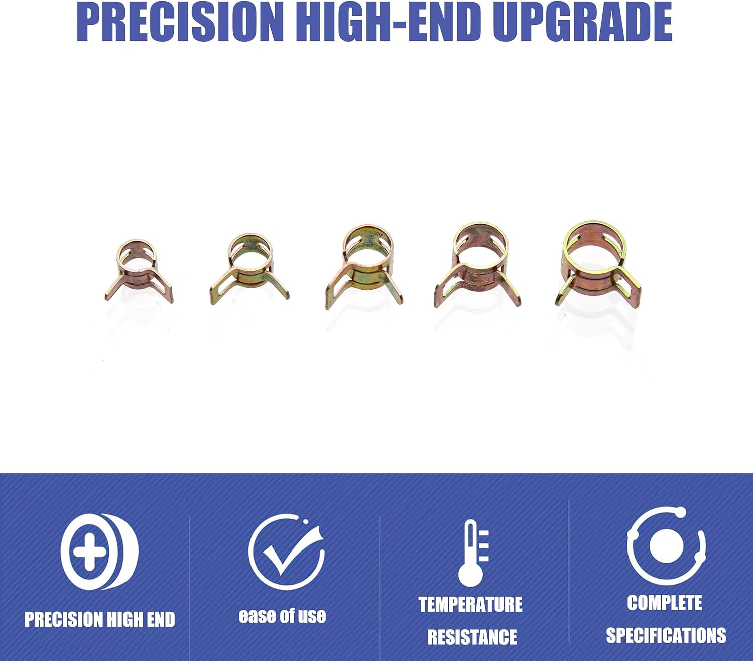 150 Pcs Fuel Line Spring Hose Clamps, Spring Band Type Spring Clips Clamps Kit,