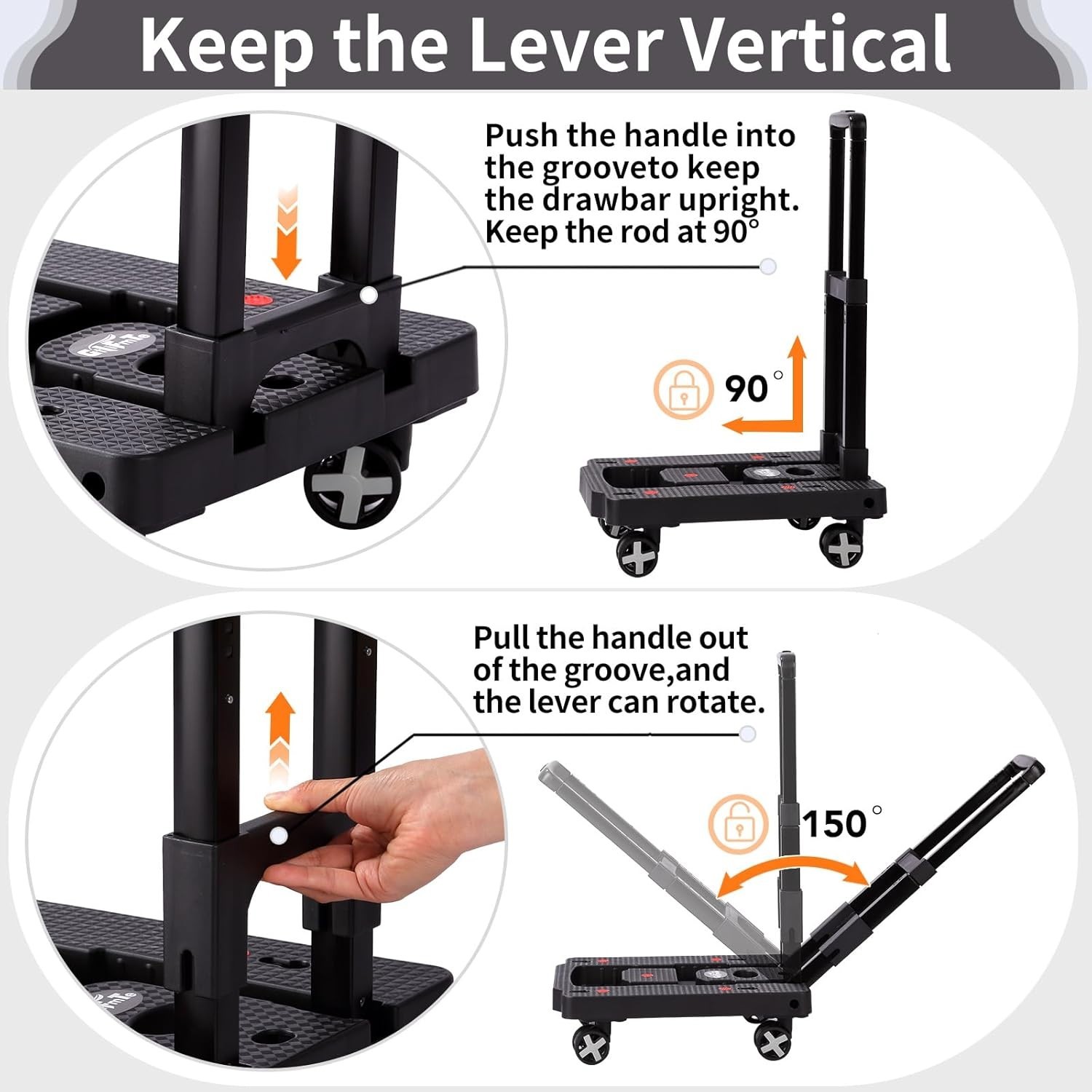 Folding Hand Truck with 360° Swivel Wheels – Lightweight, 300 lbs Capacity