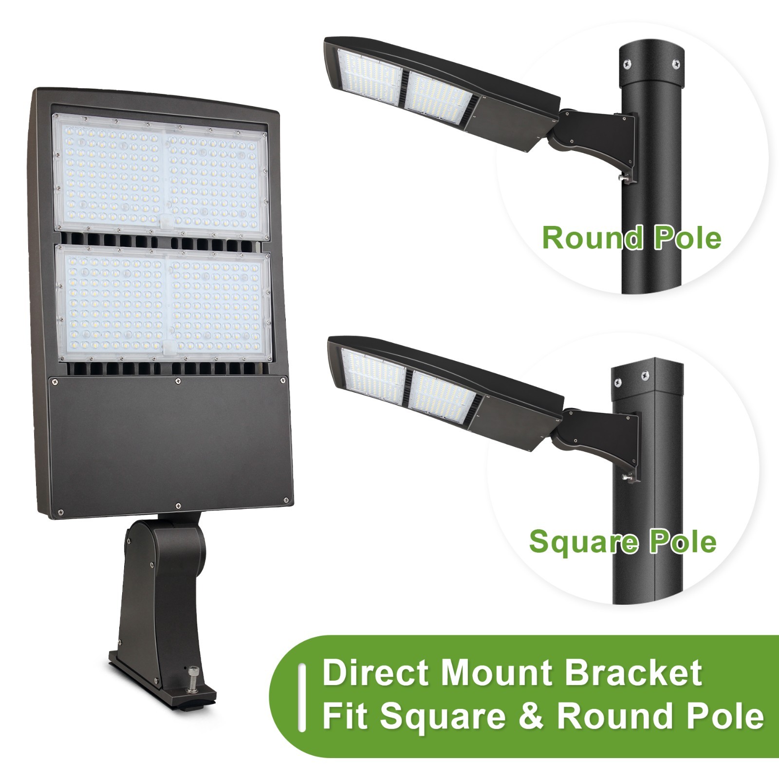 300W LED Shoebox Lights,1000W MH/HPS Equiv. Parking Lot Light Direct Arms Mount