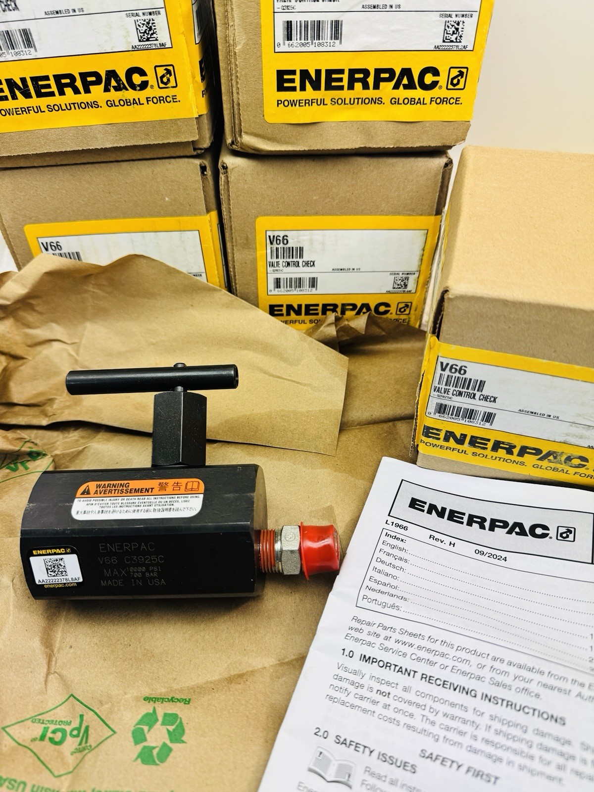 ENERPAC V66 LOAD HOLDING MANUAL CHECK VALVE USA MADE UPC 662005108312 10000 PSI