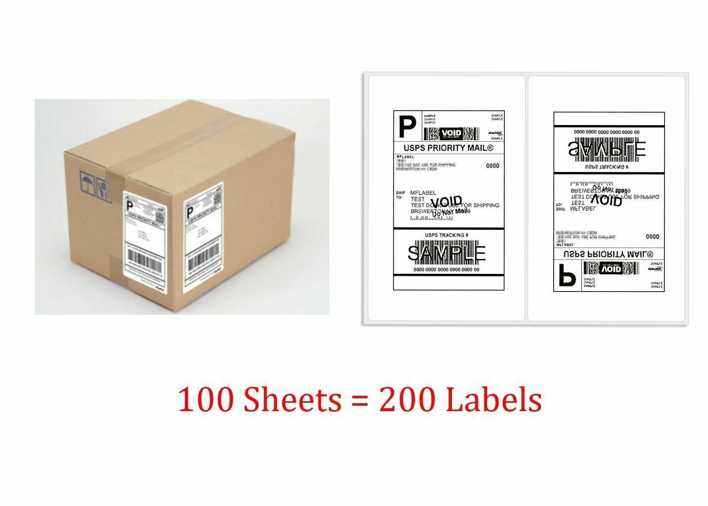 8.5×5.5″ Round Corner Shipping Labels 2 Per Sheet Postage Self-adhesive UPS