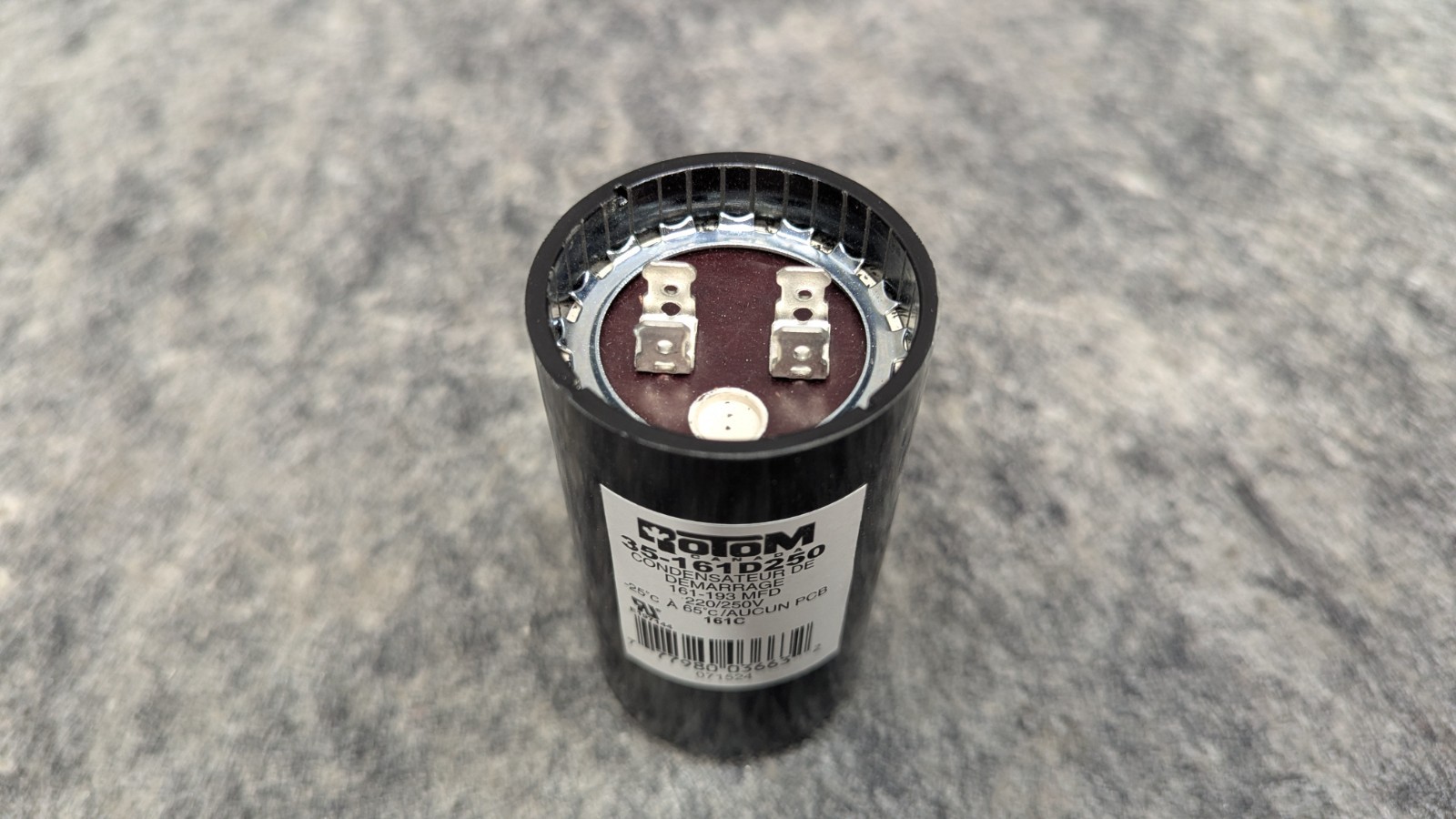 Motor Run Start Capacitor 35-161D250 161-193MFD 220/250VAC Round – Rotom 🔥New🔥
