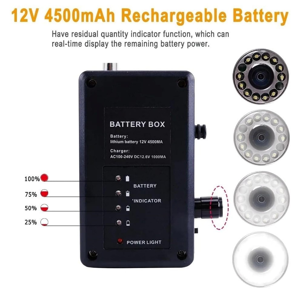 12V 4500mAh Pipe Sewer Inspection Camera Control Battery Box w/Counter&DVR