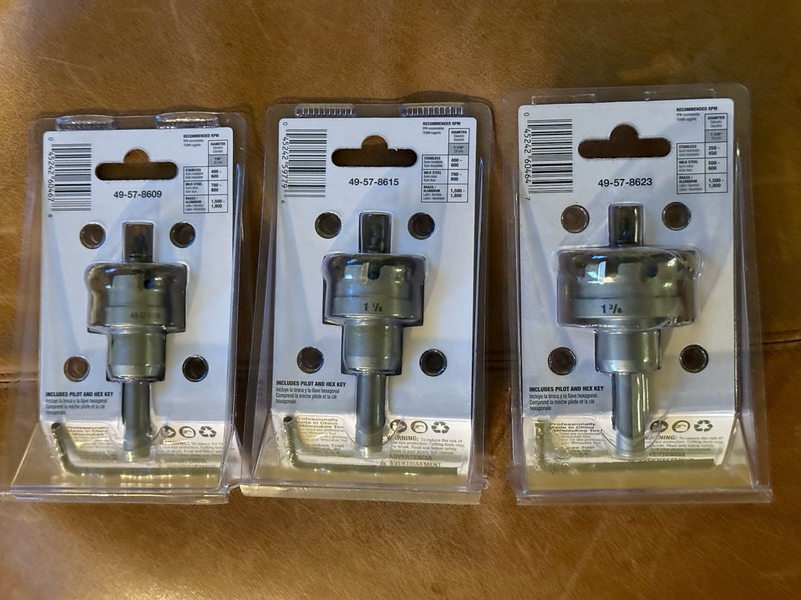 MILWAUKEE CARBIDE HOLE CUTTER 3PC. SET 7/8″ , 1 1/8″ , & 1 3/8″
