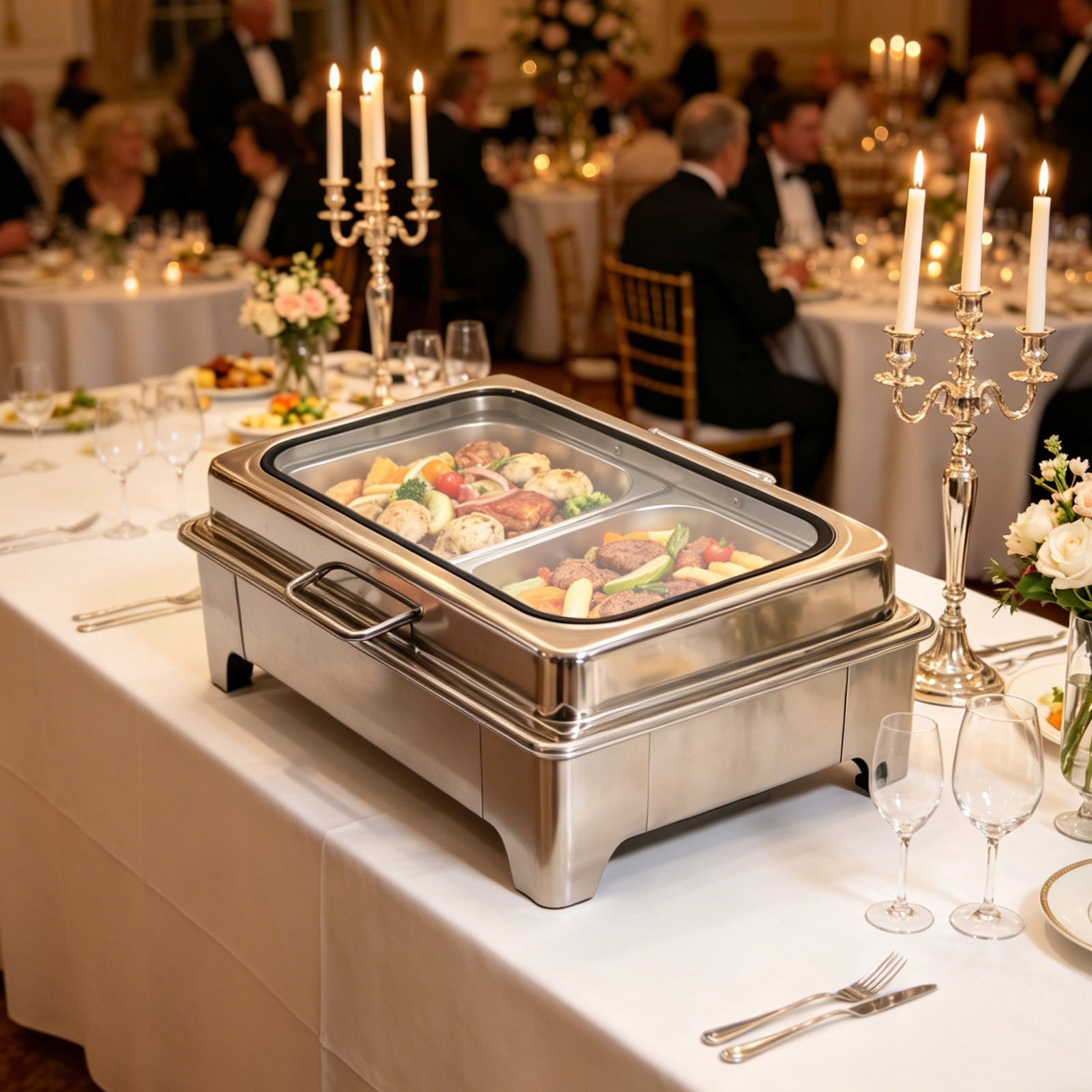 400W 9.5QT 2 Tray Stainless Steel Chafer Chafing Dish Catering Food Warmer Hotel