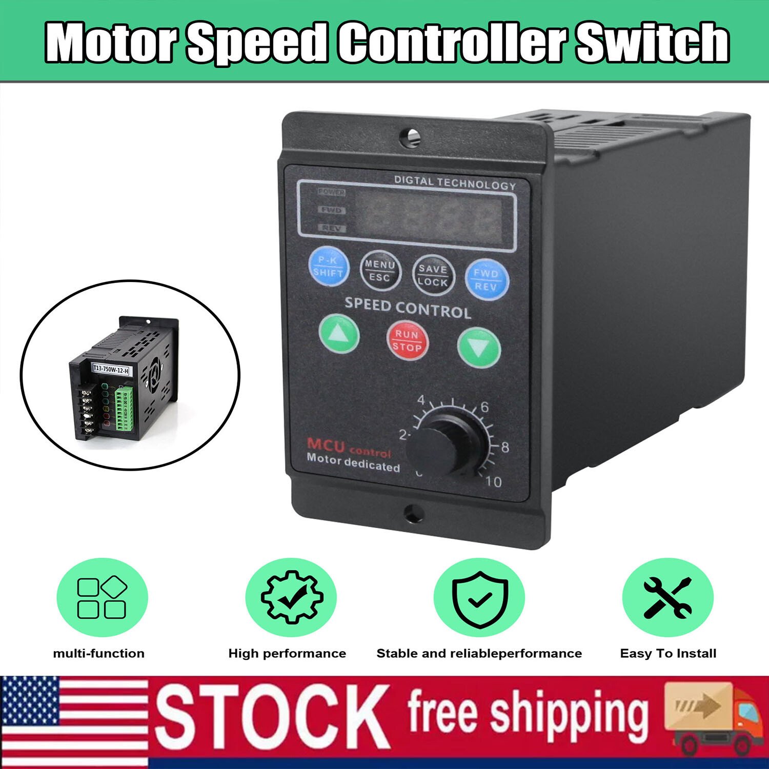 Single To 3 Phase 750W 1HP 220V Variable Frequency Drive Inverter VFD VSD 1-99HZ