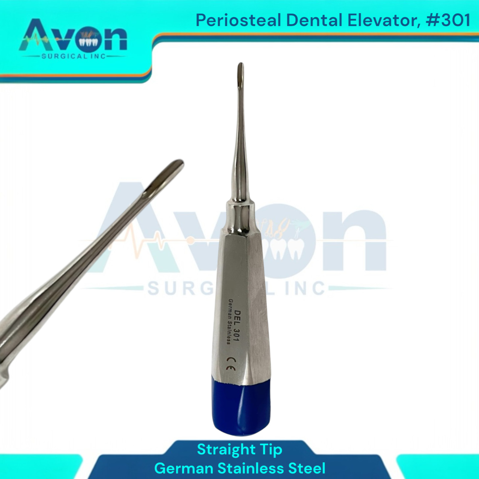 No. 301 Dental Tooth Extraction Gouge Tip Elevator Pick, Blue Color-Coded, (1pc)