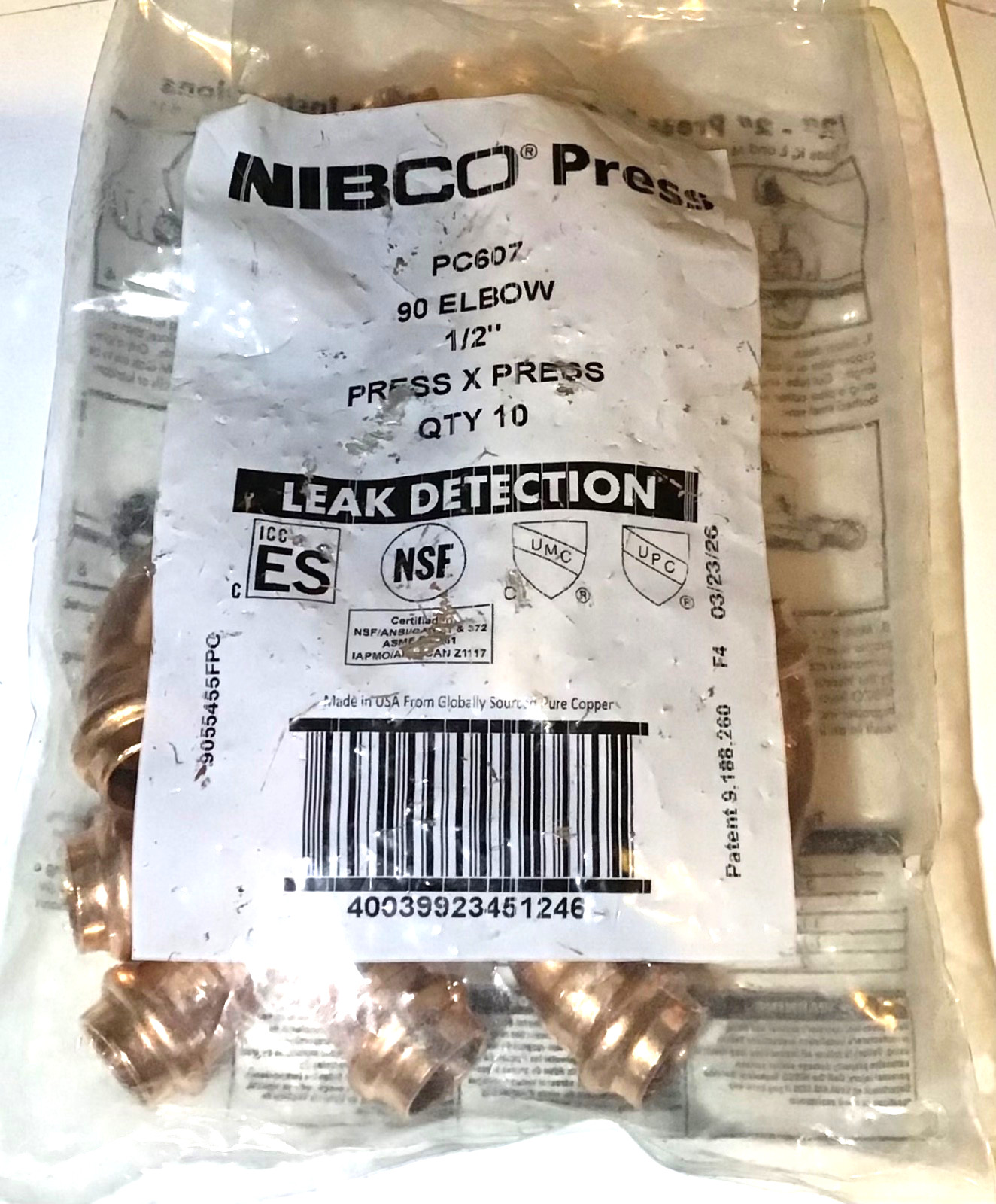 10 New NIBCO PRESS x PRESS 1/2″ 90-DEGREE COPPER ELBOWS *Free Shipping*