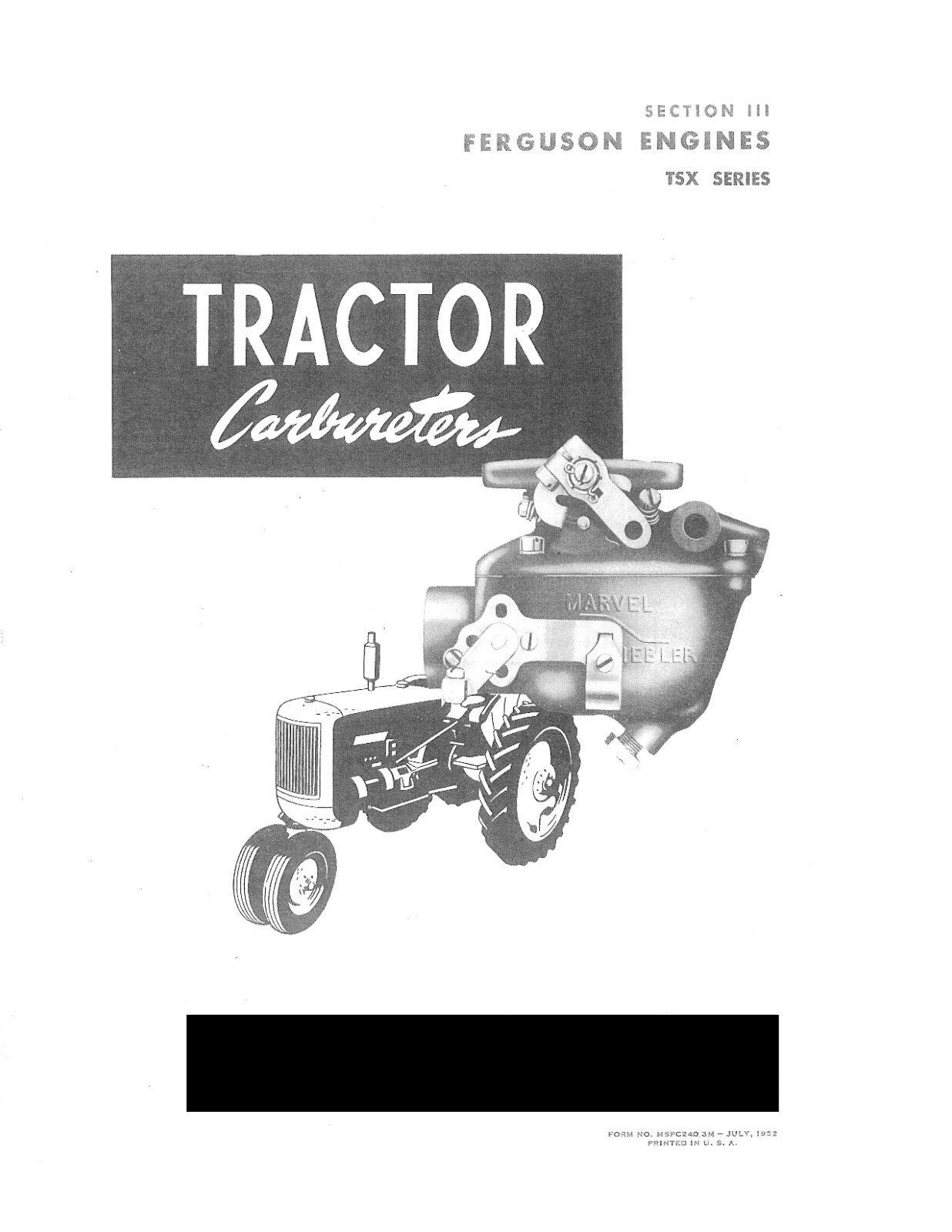 Identification Chart Marvel Schebler Tractor Carburetors Sec. 3 Ferguson TSX