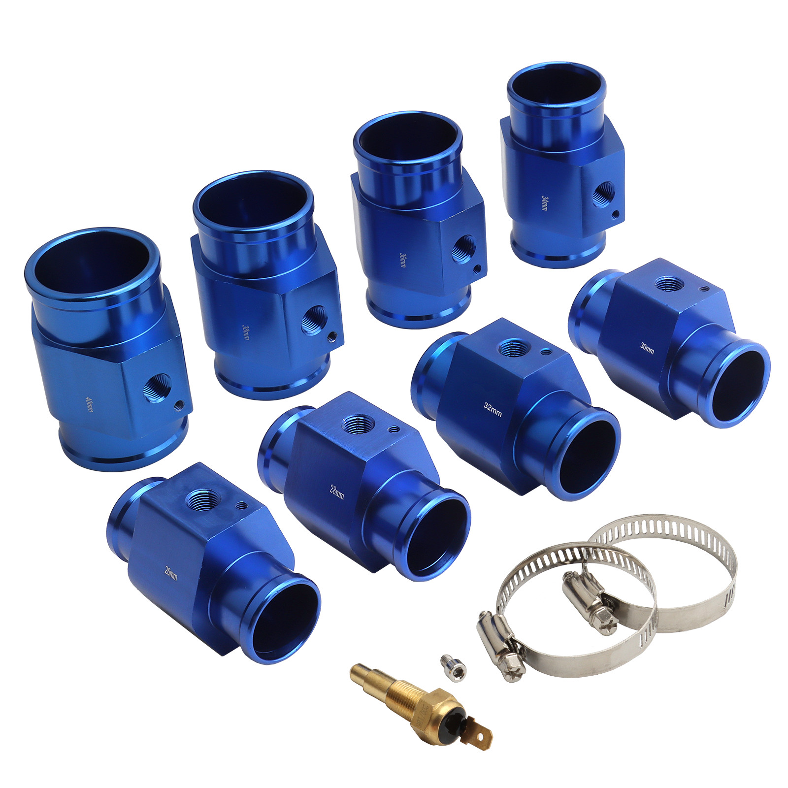 26~40mm Radiator Hose Fitting Universal Thermostat Switch Temp Gauge Sensor Kit