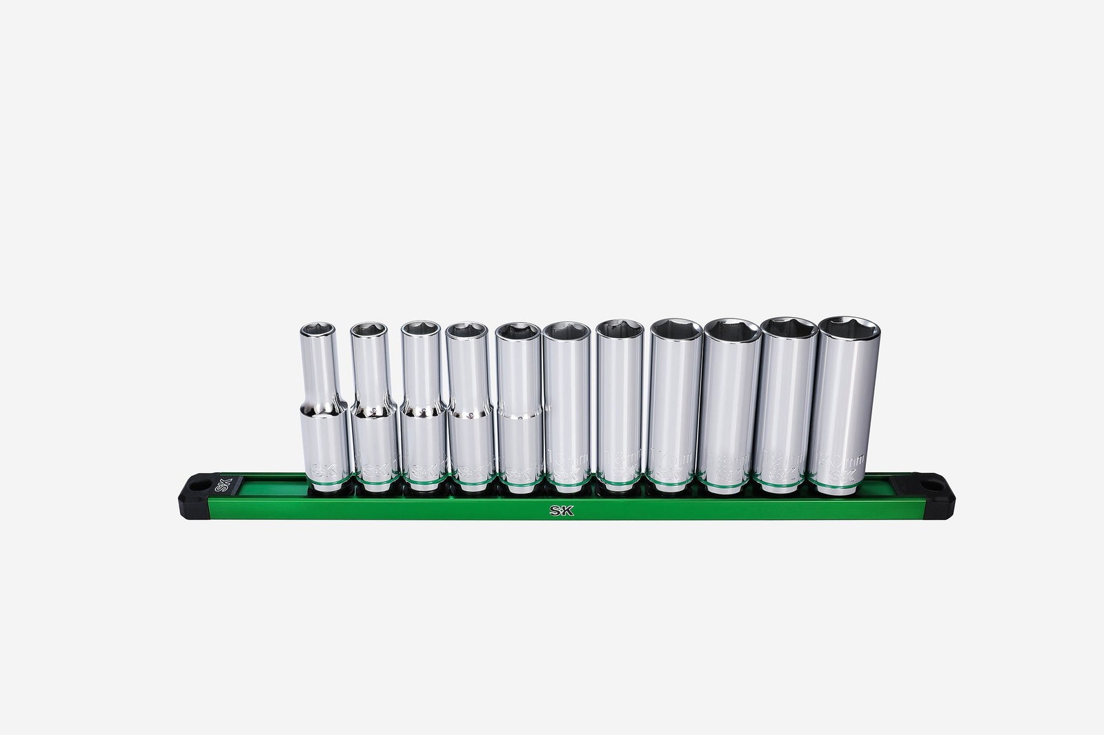 SK Tools Socket Set – Chrome, Deep, Metric, 6 Point, 1/2″ Drive 11 Piece SK01349