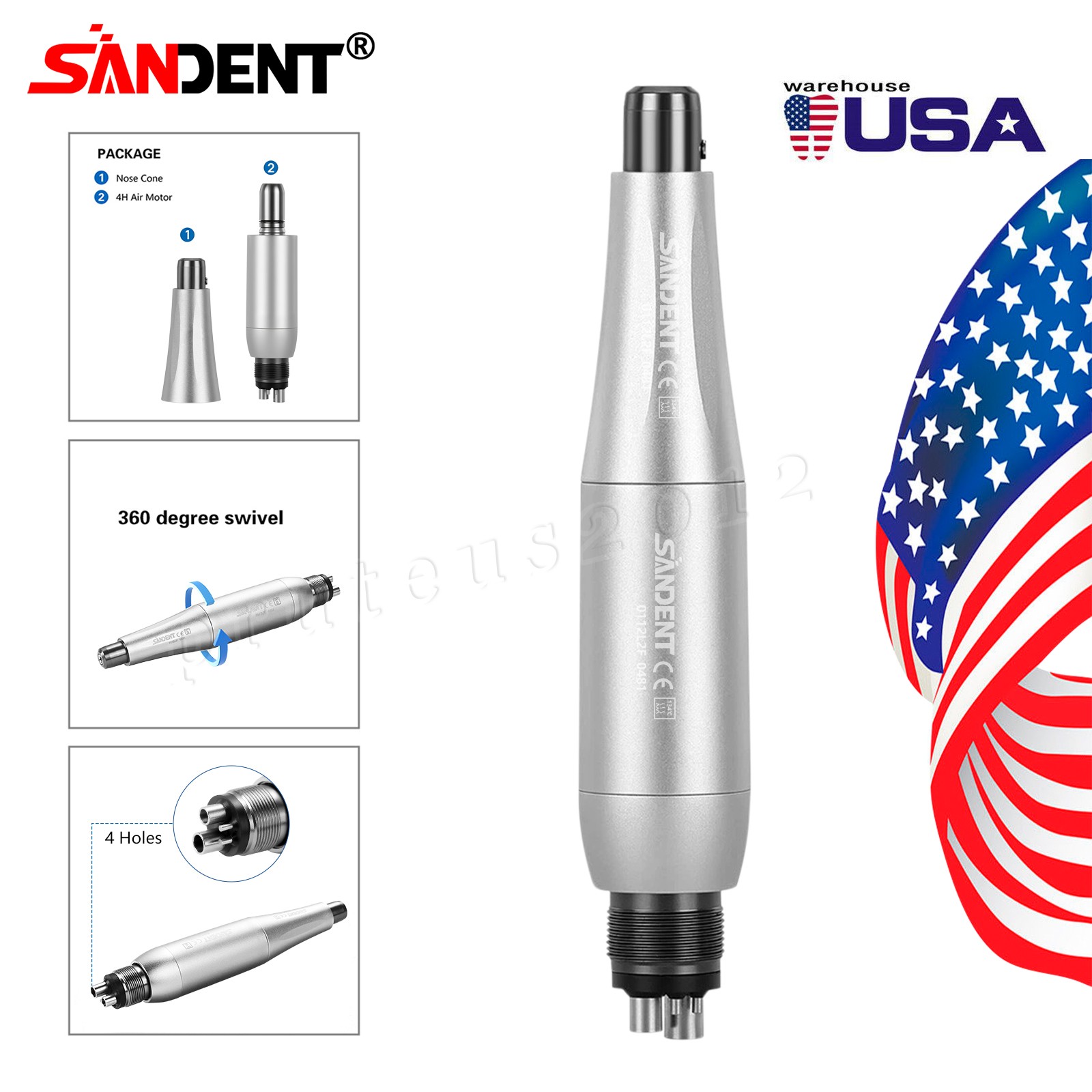 NSK Style Fiber Optic Dental E-generator LED 3-Spray High Speed handpiece 4 Hole
