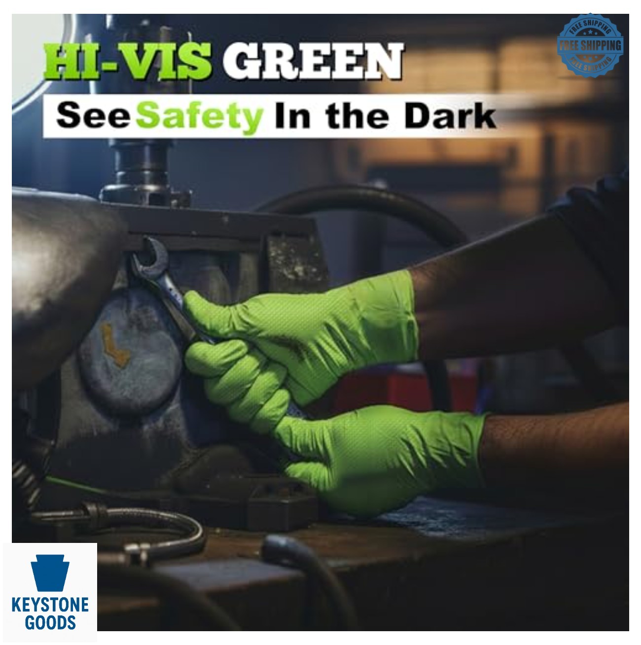 Heavy Duty Nitrile Gloves 8 Mil Diamond Textured Latex Free Disposable Green
