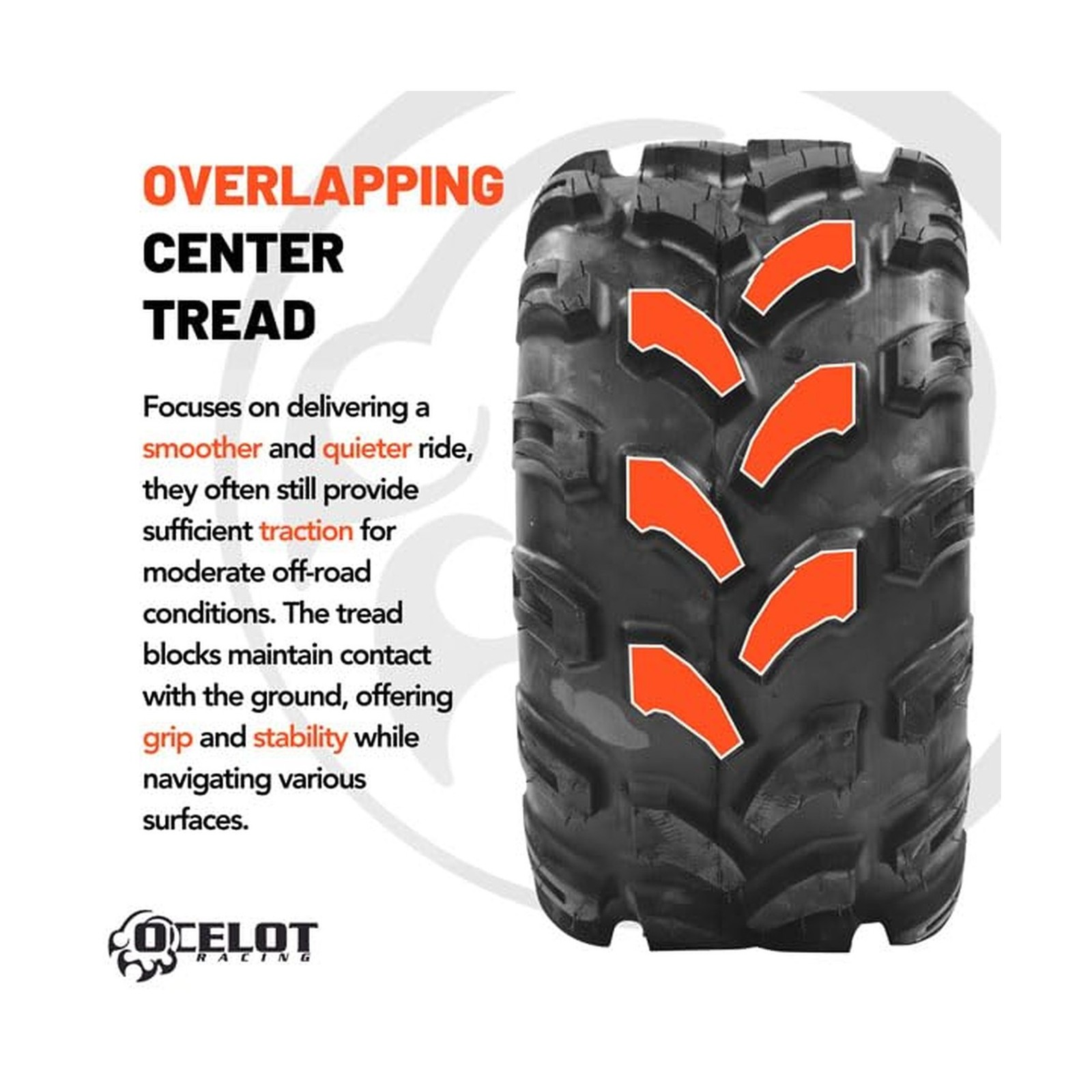 Ocelot P311 All Terrain ATV/UTV 18×9.5-8 Tires, 4-Ply, 15mm Tread Depth, Smoo…