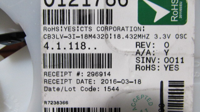 CB3LV-3L-18M43200 / 960-0009-0020DT CTS Corp XTAL OSC XO 18.4320MHZ HCMOS TTL 10