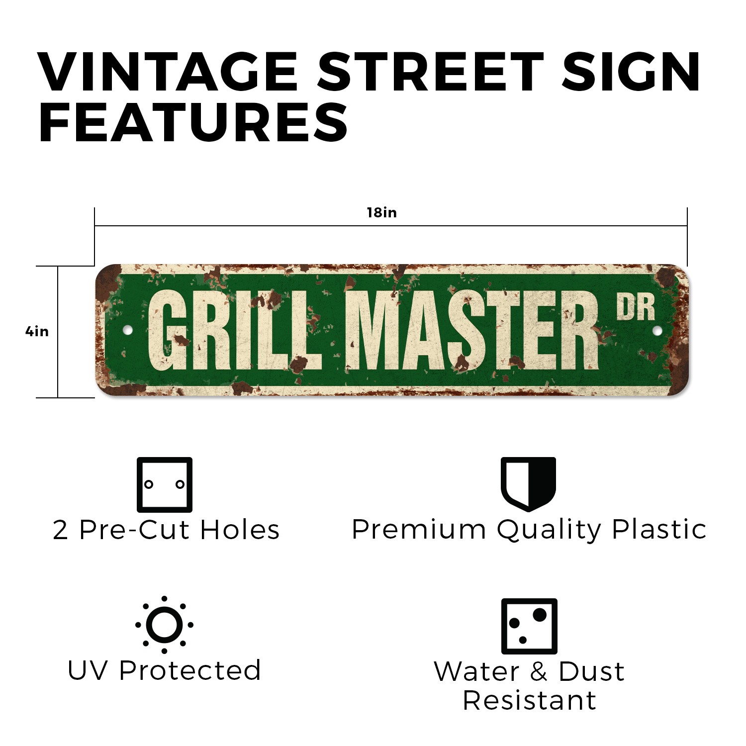 GRILL MASTER Vintage Style Street Sign Metal Plastic cook bbq grilling cookout
