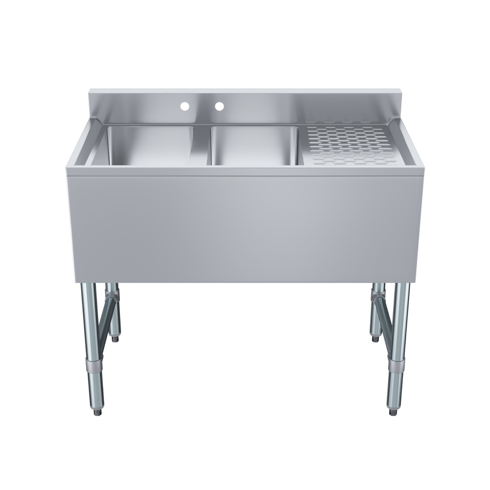 36 in. x 19 in. Two Compartment Underbar Sink with Right Drainboard