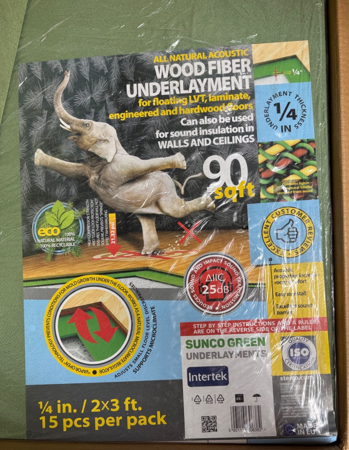 Steico Wood Fiber Flooring Underlayment, 6mm (1/4 Inch) Thickness – appx 87 SqFt