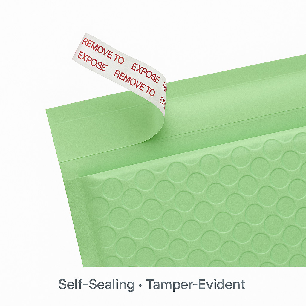 500 Green Ash Poly Bubble Mailers 6.5×10 Self Seal Envelopes (6.5×9 Usable) # 0