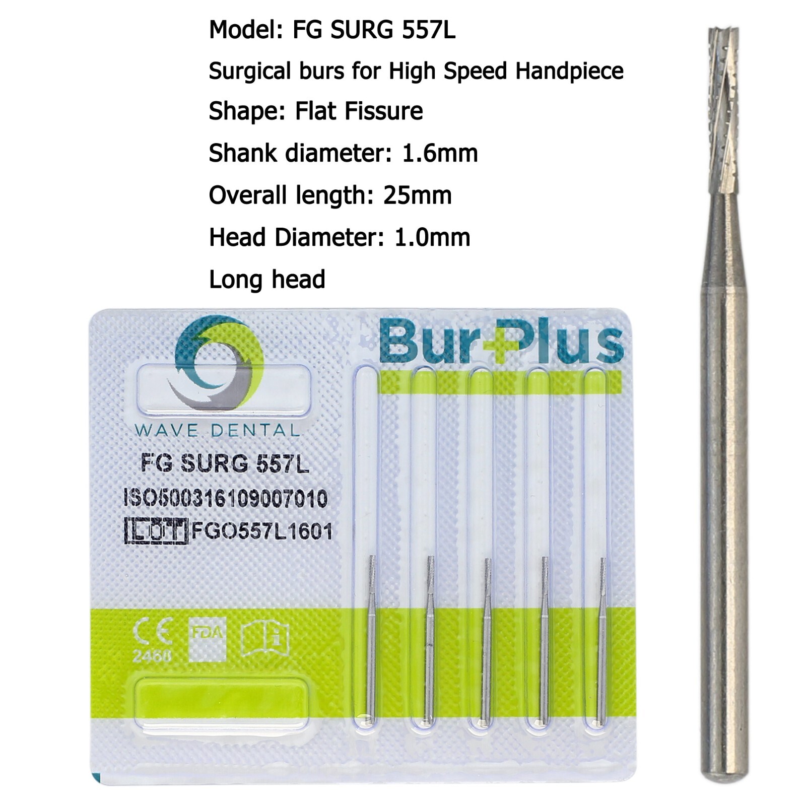 Wave Dental Surgical Carbide Burs 557 557L 702 701 Long FG SURG High Speed 25mm