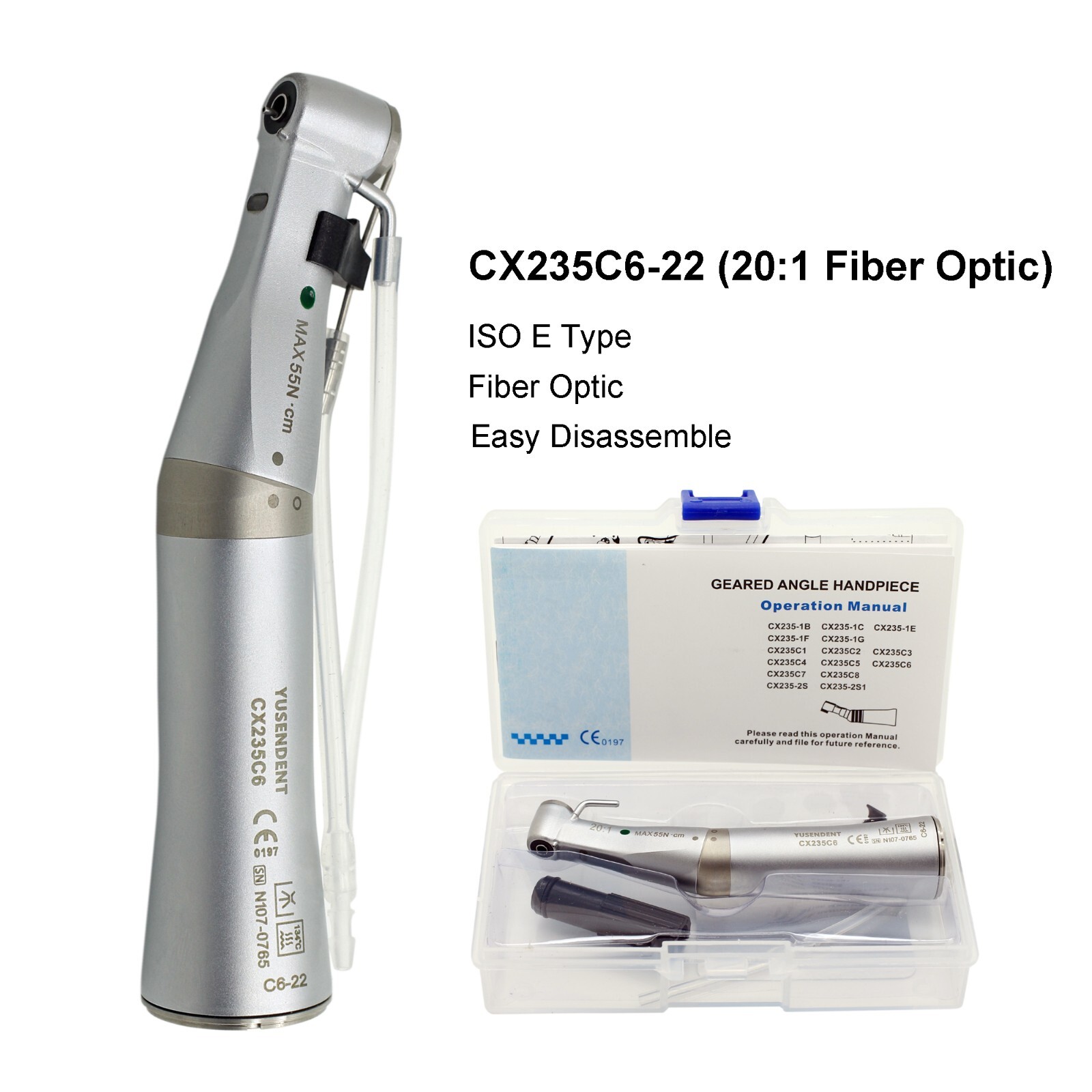 COXO Dental Surgical Handpiece 20:1 Implant Contra Angle 1:1 Straight Nose Cones