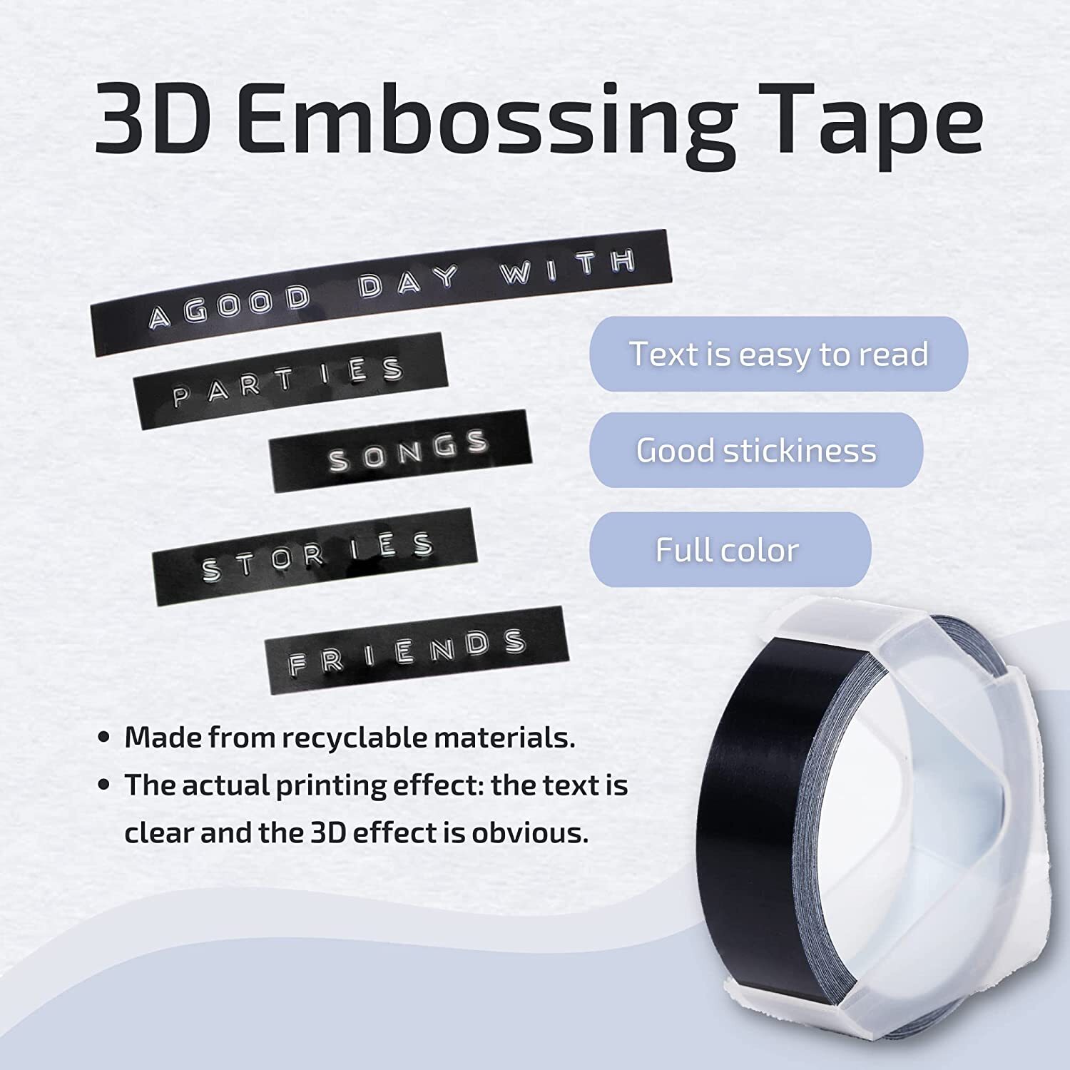 10PK Dymo 3D Embossing Label Tape 9mm for Dymo Organizer Xpress Label Maker 3/8″