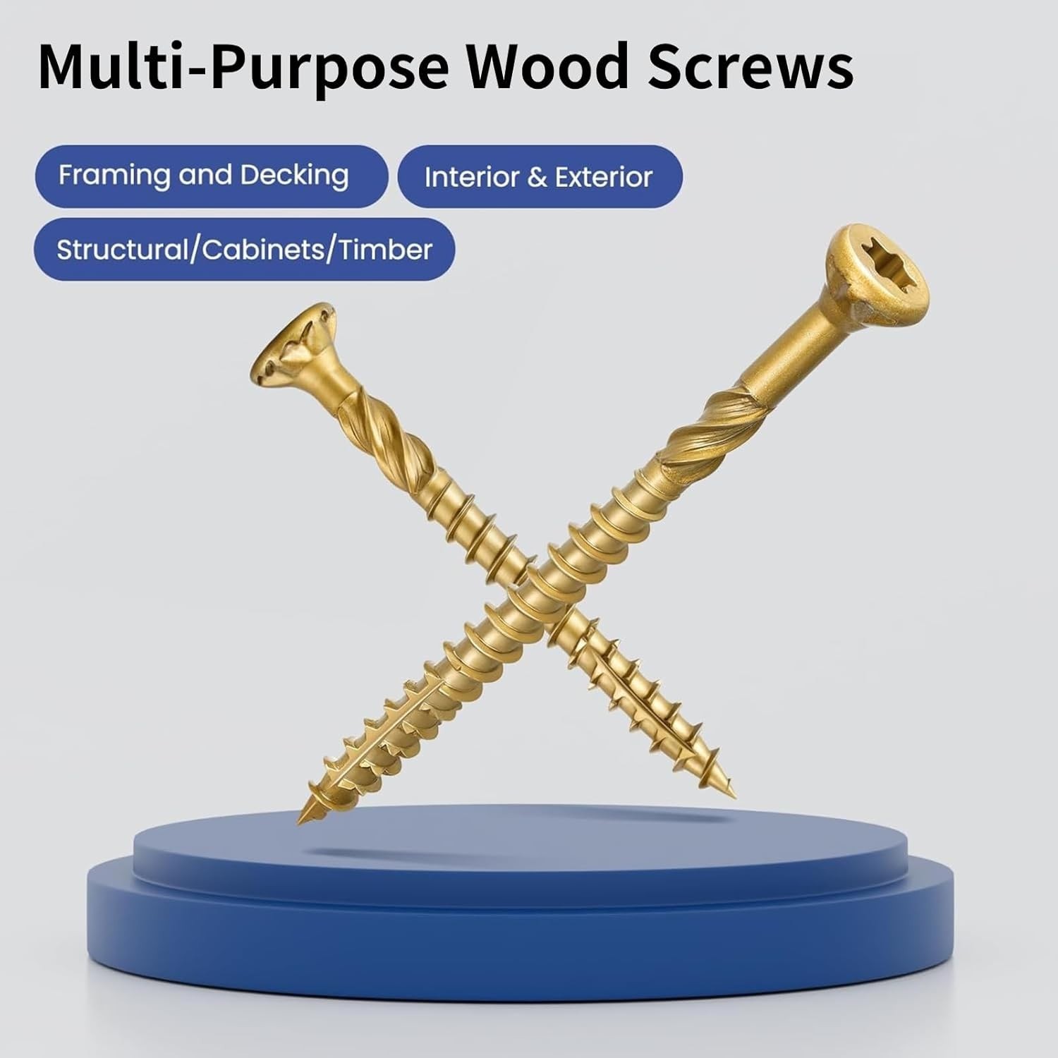 x 4 in Multi-Purpose Wood Deck Screw for Interior and Exterior,Bugle Head,Gol…