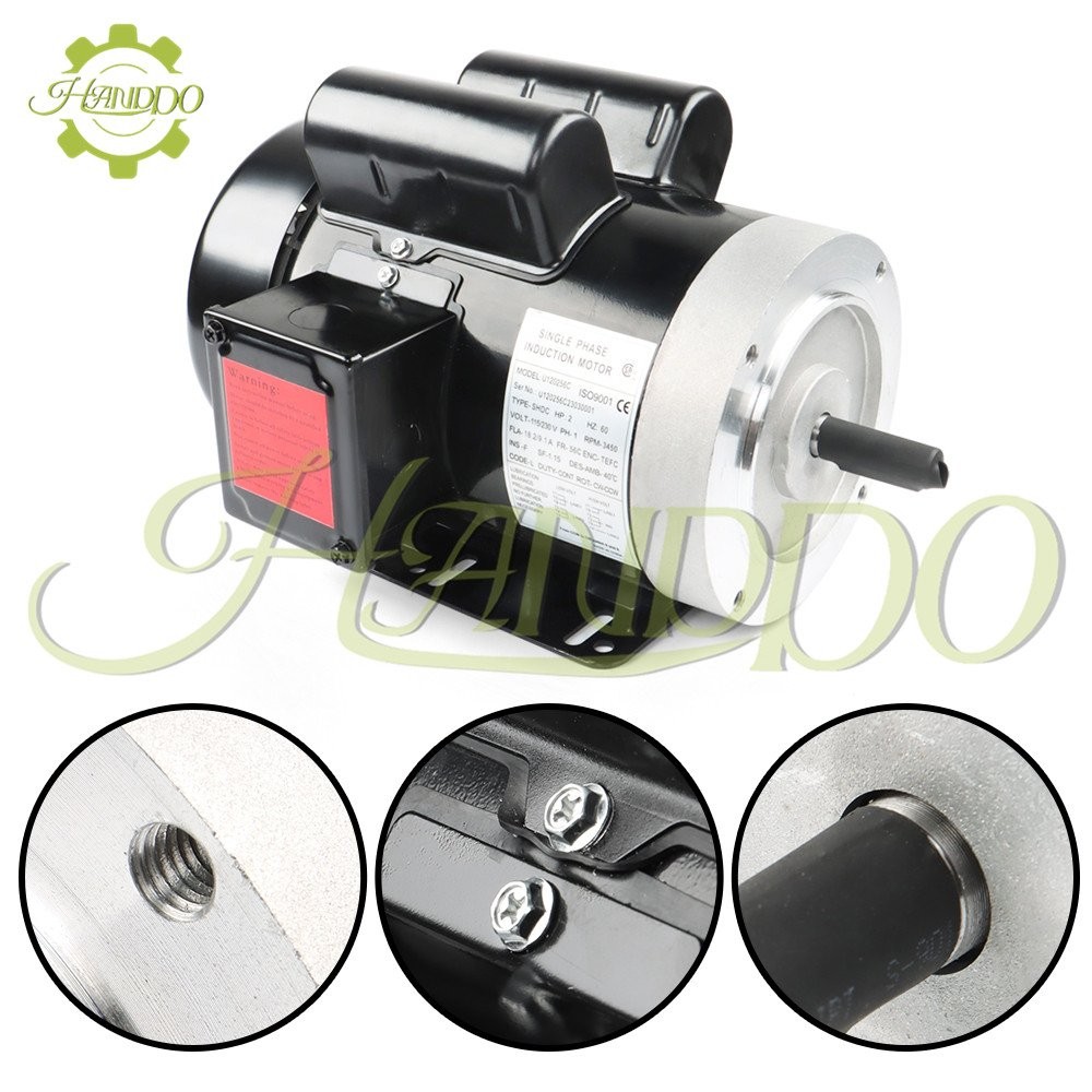 1Phase 115V/230V 60HZ CW/CCW Electric Motor 3450RPM 56C Frame 5/8″Shaft 2HP