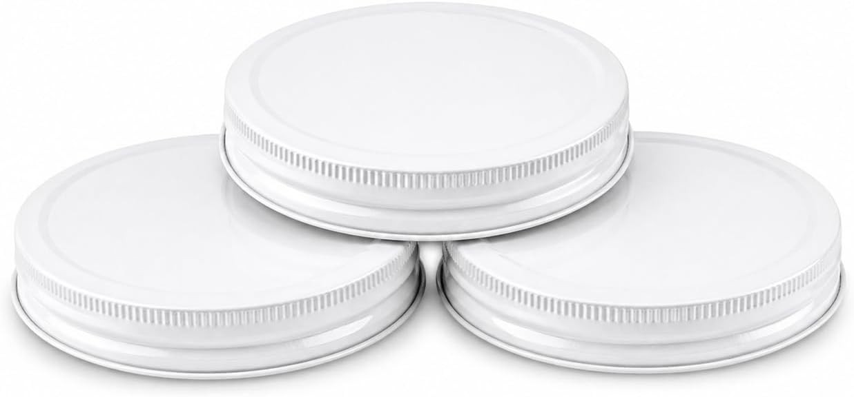 3-Pack White Metal Lids for 1 Gallon & 1/2 Gallon Wide Mouth Glass Jars – 110mm
