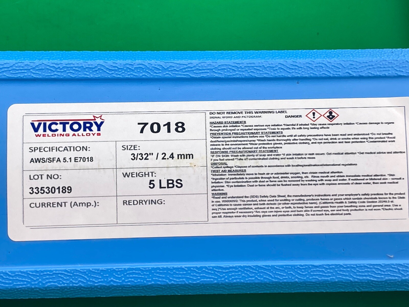 E7018 3/16″ 5Ibs Stick Welding Electrode 7018 Welding Rods 1 Pack 5Ibs Victory