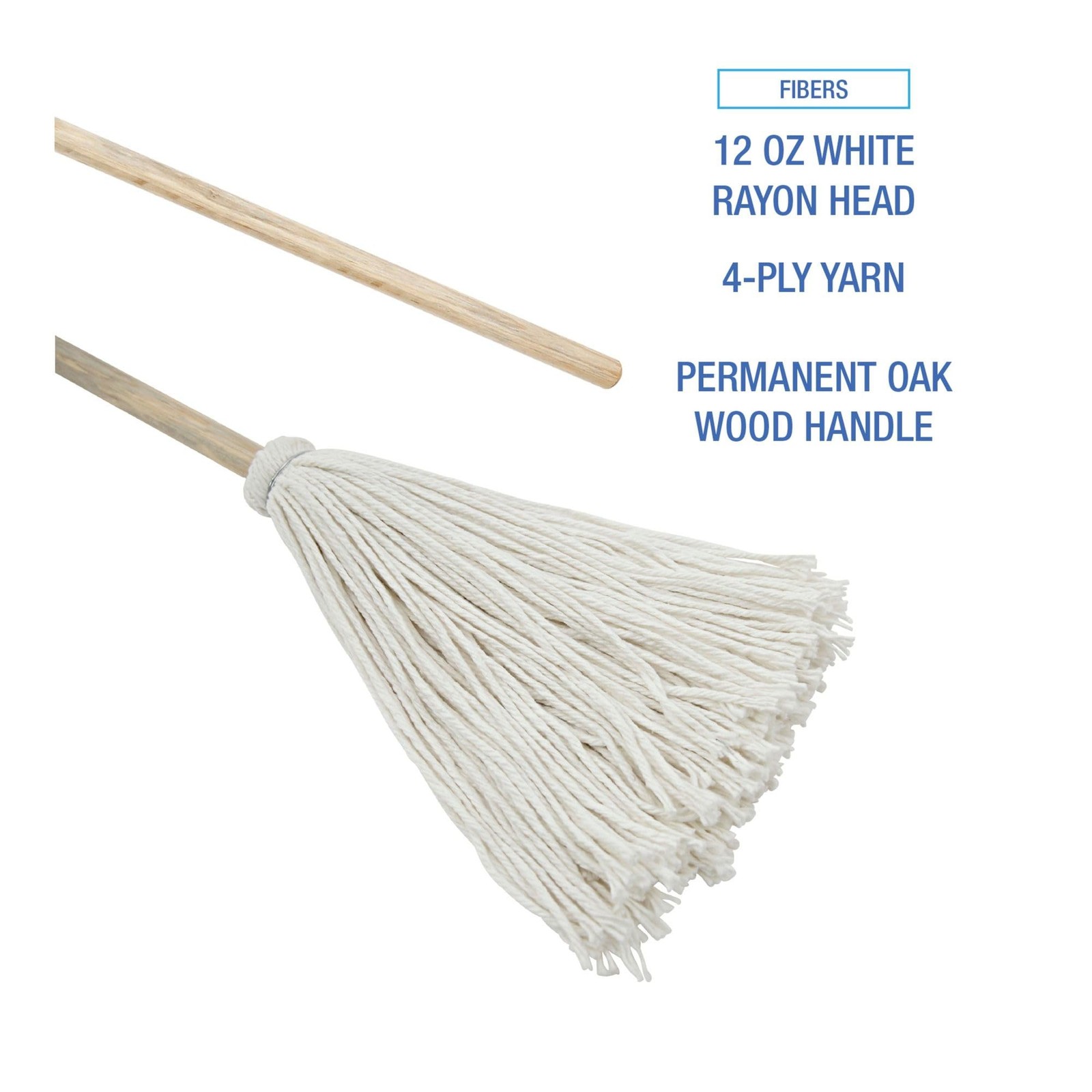 Boardwalk 112R Deck Mop W/51 In. Wooden Handle 12 Oz. Rayon Fiber Head Pack Of
