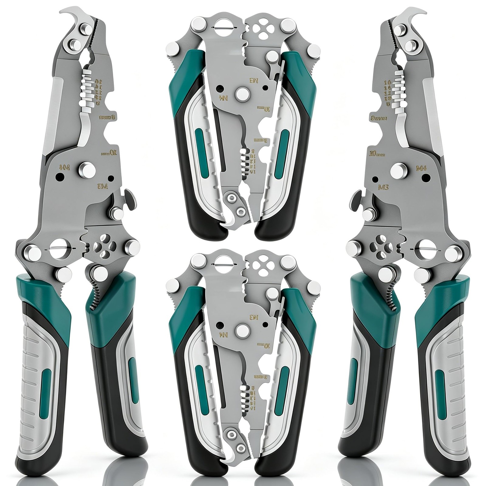 2PCS 18-in-1 Folding Wire Stripper Pliers, Multifunctional Electrical Wire St…
