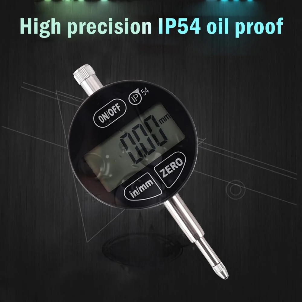 Digital Dial Indicator Electronic Dial Test Gauge 0.01mm/0.0005inch, 0-12.7mm，IP