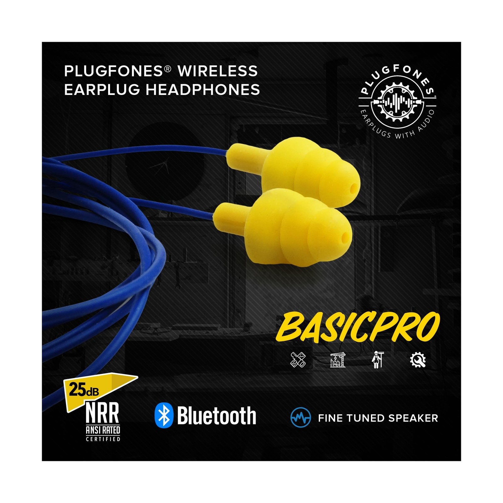 Plugfones Basic Pro Earplug Headphones Wireless Bluetooth in-Ea… FAST USA SHIP