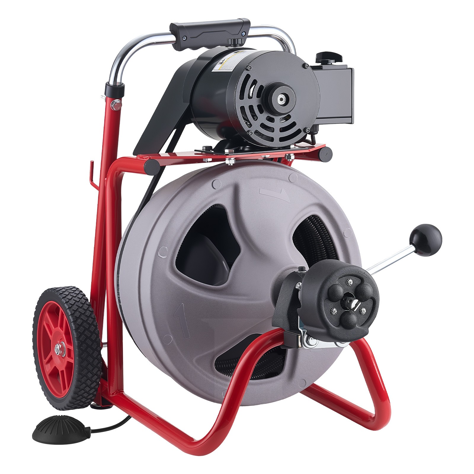 VEVOR Drain Cleaner Machine 100FT x 3/8 Inch Auto Feed with Wheels & 8 Cutters