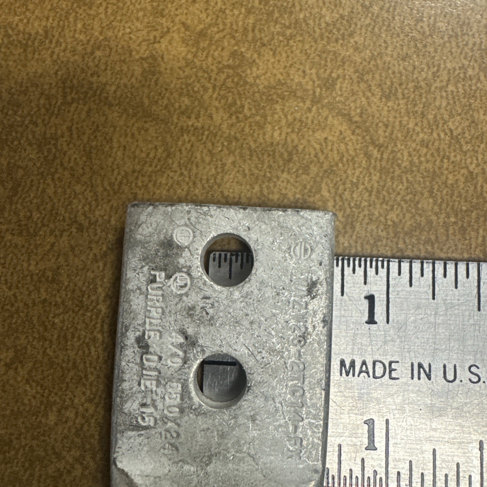 BURNDY YAV28L-2NT38-FX 4/0 Two Hole Lug Purple Die 15, 3/8” Holes, 1” Spacing
