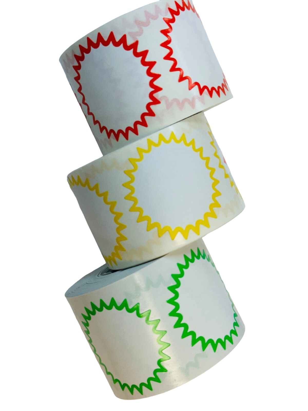 Direct Thermal Zebra 2″ Starburst Labels Red, Yellow, Green Border 1500 Total