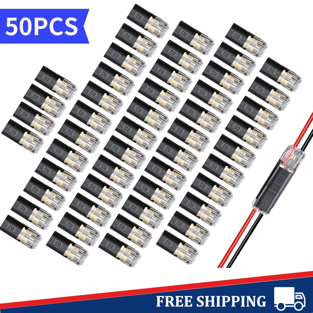 50 PCS Double-Wire Plug-in Connector, Cable Clamp with Locking Buckle AWG 18-22
