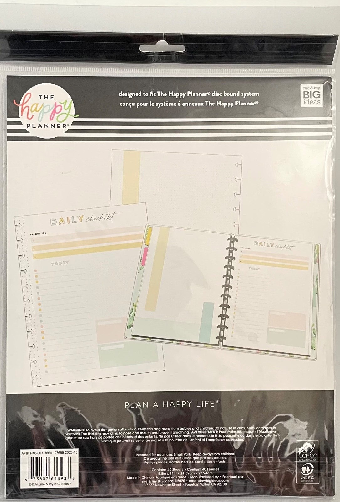 The Happy Planner 8.5×11 Paper 40 sheets “Daily Checklist” Priorities 8994